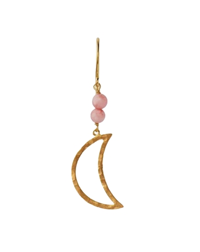 Stine A - Bella Moon Ørering with Coral Single - Guldfarvet